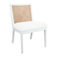 Kane White Rattan Dining Chair - Natural Linen