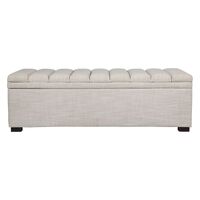 Soho Storage Bench Ottoman - Off White Linen