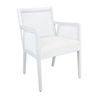 Kane White Rattan Carver Chair - White Linen