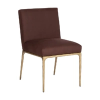 Heston Brass Dining Chair Chocolate Linen