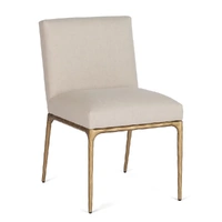 Heston Brass Dining Chair Natural Linen