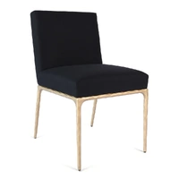 Heston Brass Dining Chair Black Linen