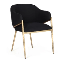Heston Brass Dining Chair with Arms Black Linen
