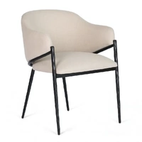 Heston Brass Dining Chair with Arms Natural Linen