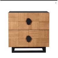 Alton Bedside Table - Large Natural and Black