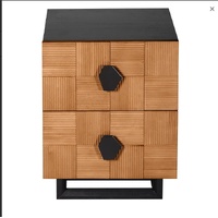 Alton Bedside Table - Small Natural and Black