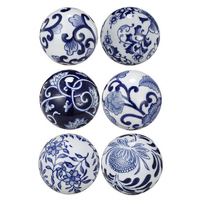 Blue & White 6 Decorator Balls Round Orbs 3""