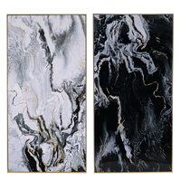 Marbled Print Wall Art Set of 2 Long