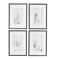 Set of 4 Steeple Buildings Framed Prints
