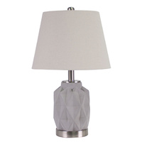 Jude Bedside Lamp light grey and silver with shade
