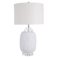 Island White Table Lamp Gloss Ceramic 68cmh (Note Description)