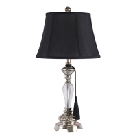 Felicienne Bedside Silver Lamp w/Black Shade 66cmh