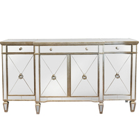 Mirrored Sideboard Antiqued Ribbed  