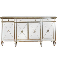 Mirrored Sideboard Antiqued Ribbed