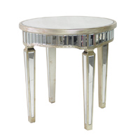 Mirrored Round Table Antique Ribbed (Sydney Metro Delivery Only)