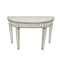 Mirrored Half Circle Console Table Antique Ribbed