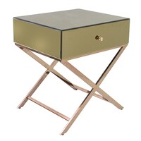 Whitney Crossed Mirrored Bedside Champagne