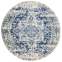 Horizon White Navy Transitional Rug 200x200cm