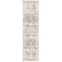Dream White Silver Transitional Rug 300x80cm