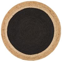 Round Jute Natural Rug Black 120x120cm