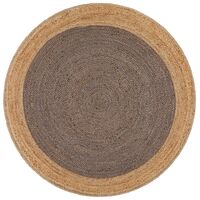 Round Jute Natural Rug Charcoal 120x120cm
