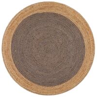Round Jute Natural Rug Charcoal 150x150cm