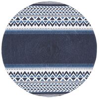 Lunar Braided Cotton Abstract Navy White Round Rug 200x200cm