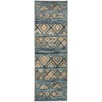 Mayfair Contrast Blue Runner Rug 400X80cm