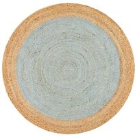 Round Jute Natural Rug Blue 120x120cm
