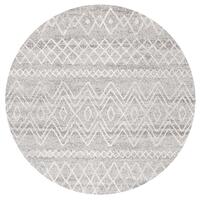 Nadia Grey Rustic Tribal Round Rug 150x150cm