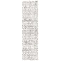Ismail White Grey Rustic Runner Rug 400x80cm