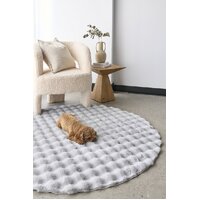 Bubble Washable Rug Silver 100x100cms