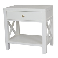 Catalina Crossed White Bedside/Side Table