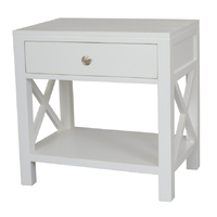 Catalina Crossed White Bedside/Side Table 