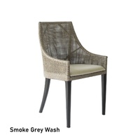 Tennessee Chair with arms in Smoke Grey Wash on weave with Black Leg & Holly White chairpad.