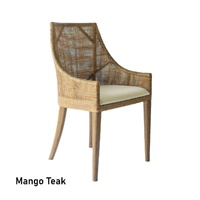 Tennessee Chair with arms in Mango Teak on weave & Mindi Brown on Wood with Holly White chairpad . 