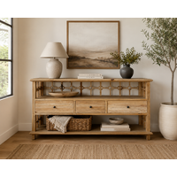 Sonoma  3 drawer Open Cabinet Distressed Rustic