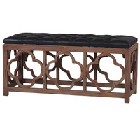 Roosevelt with black leather Deep Buttoned Bench