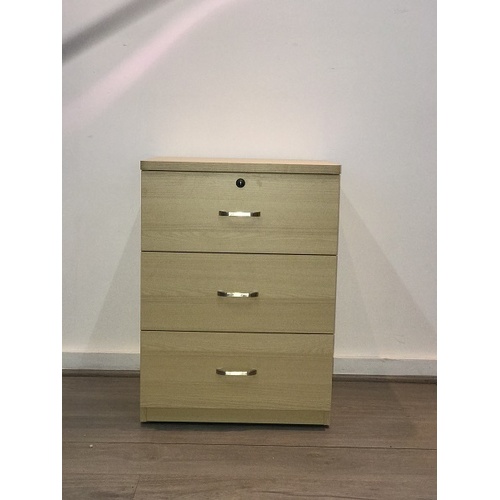 Zinnia 3 drawer Bedside in Polytec Natural-Oak Colour