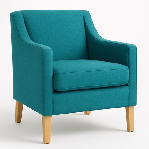 Sally Premium Armchair covered in Plain Vinyl Fabric with Beech coloured legs