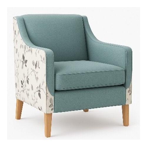 Sally Armchair covered in Wortley Tessuto Vinyl Fabric with Beech coloured legs. 3 year warranty