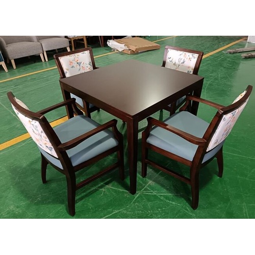 Daisy Dining Chair Dark Finish Wood  Fabric Backrest Vinyl Seat