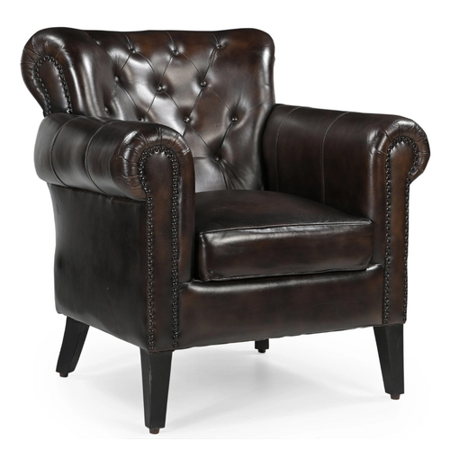 CHOCOLATE LEATHER ARM CHAIR