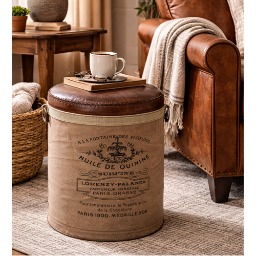 FRENCH CANVAS OTTOMAN