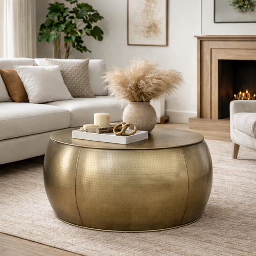 BRASS HAMMERED COFFEE TABLE