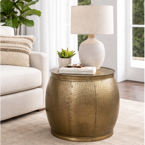 BRASS HAMMERED SIDE TABLE