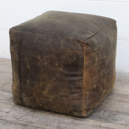 VINTAGE LEATHER OTTOMAN