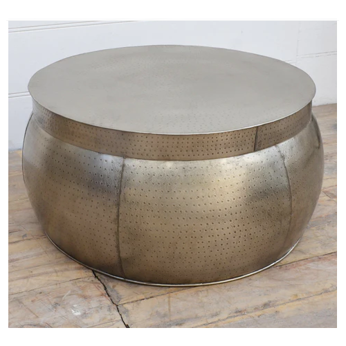 METAL DRUM COFFEE TABLE