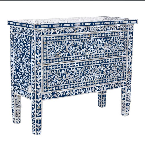 Mother of Pearl Handmade Swirl Chest of drawers Blue Hue