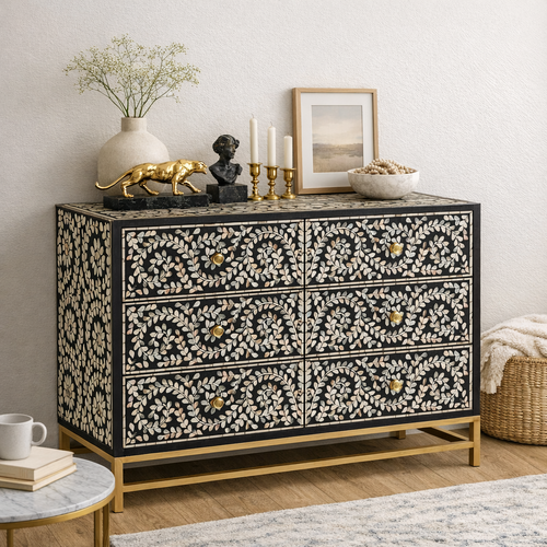 Mother of Pearl Enchanting Vine Chest of Drawers